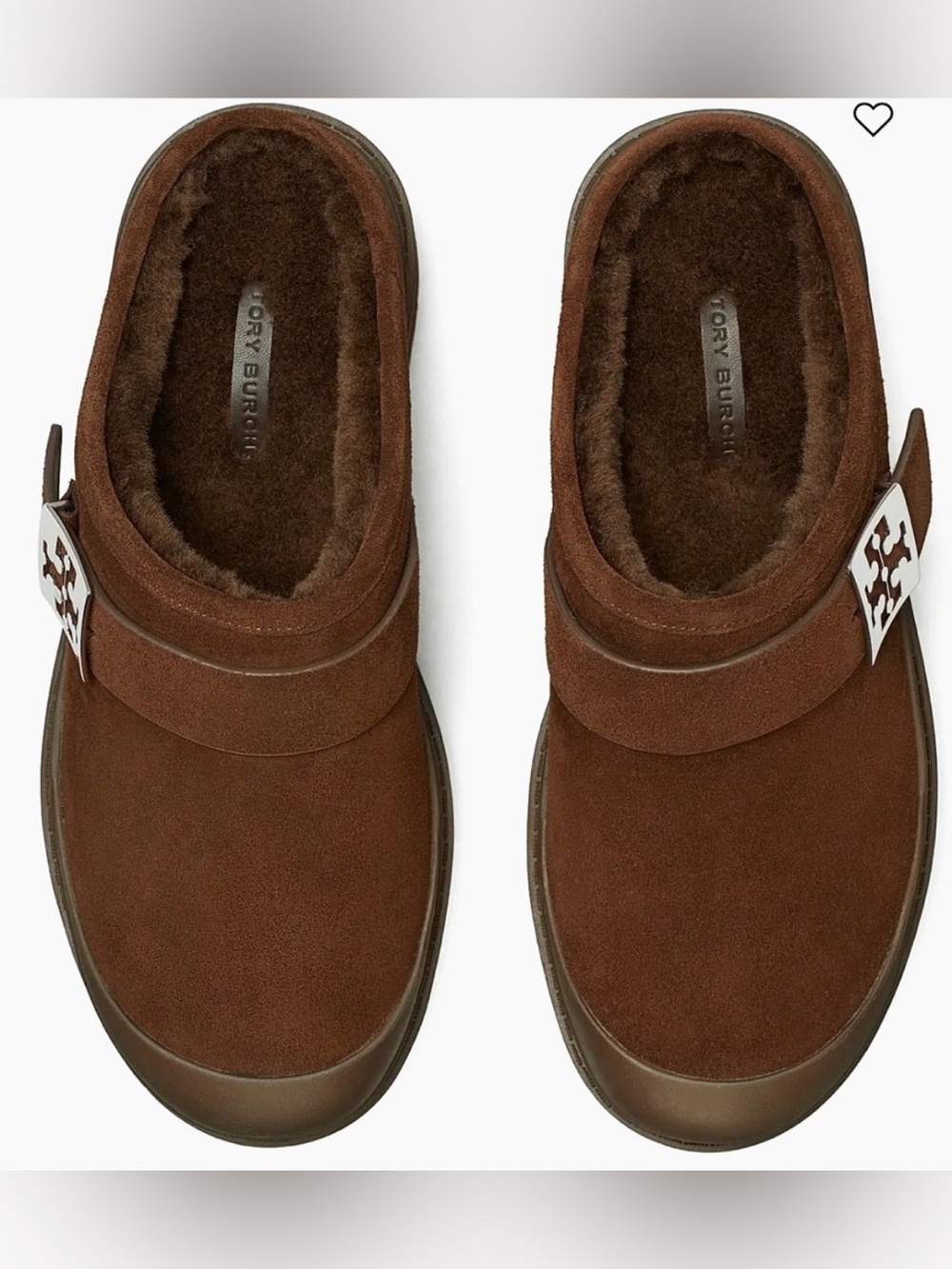 Tory Burch Mellow Shearling Platform Mule Suede Dark Cocoa Size 9 NEW - Picture 3 of 6